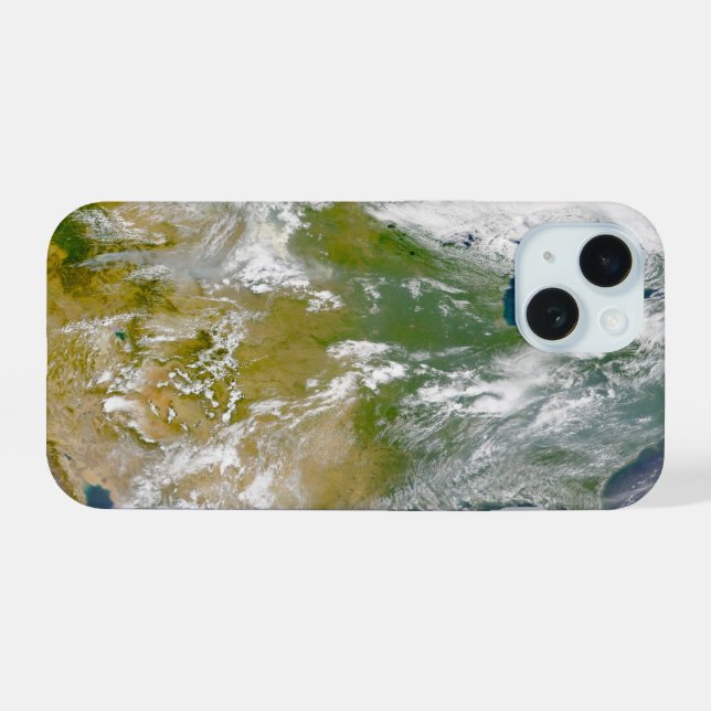 Amérique Du Nord Avec Fumée Visible Dans Les Endro (Verso Horizontal)