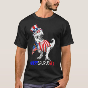 Amerisaurus Dinosaur Trex 4. Juli Feuerwerk Uns T-Shirt