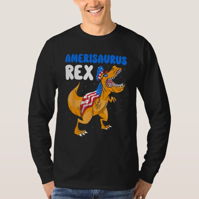 Amerisaurus Rex Independence Usa America 4Th Of Ju T-Shirt (Vorderseite)