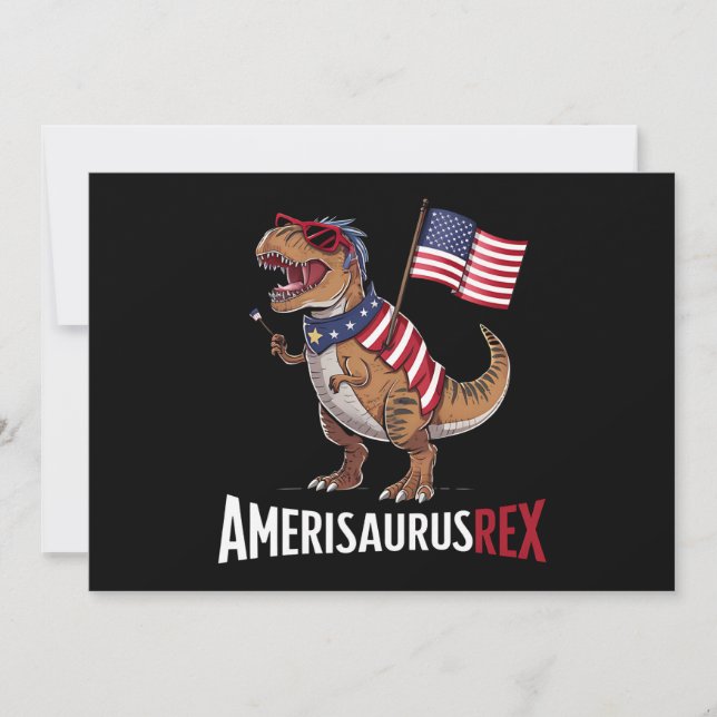 Amerisaurus Rex Patriotic Dinosaurier 4. Juli Einladung (Vorderseite)