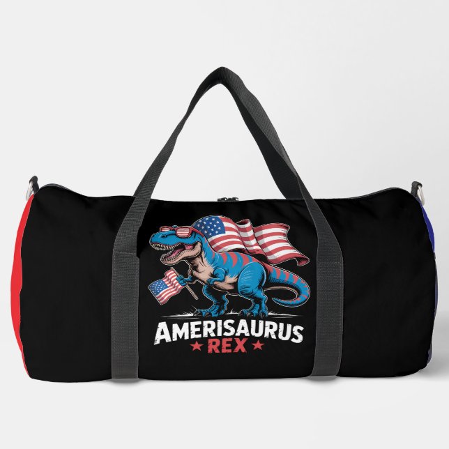 Amerisaurus Rex Patriotischer Dinosaurier  Duffle Bag (Vorderseite)