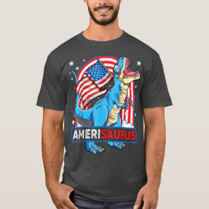 Amerisaurus T rex Boys Girls Patriotic Dinosaurier T-Shirt