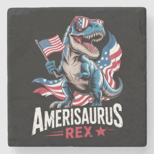 Amerisaurus T Rex Dinosaur 4. Juli US Amerikanisch Steinuntersetzer