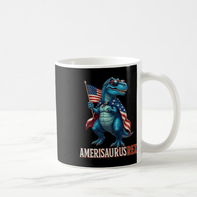 Amerisaurus T Rex Dinosaurier 4. Juli American Fl Kaffeetasse (Rechts)
