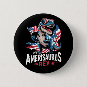 Amerisaurus T Rex Dinosaurier 4. Juli US-Amerikane Button