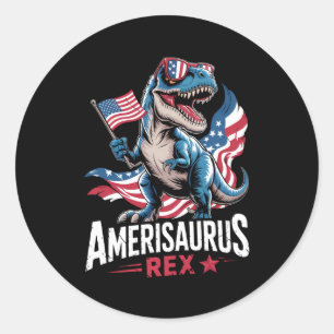 Amerisaurus T Rex Dinosaurier 4. Juli US-Amerikane Runder Aufkleber