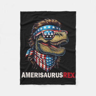 Amerisaurus T-Rex Patriotische USA-Flagge 4. Juli  Fleecedecke