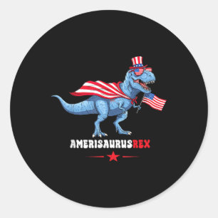 Amerisaurusrex 4. Juli American Flag T-rex Din Runder Aufkleber