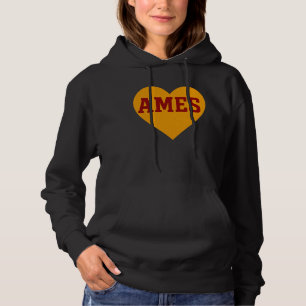 Ames Iowa Herzdesign Goldene und rote Uni Hoodie