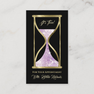 Amethist Lila Glitzer Hourglass Hair and Makeup Terminkarte