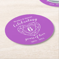 Amethyst 6 Jahre Liebe personalisierte Untersetzer