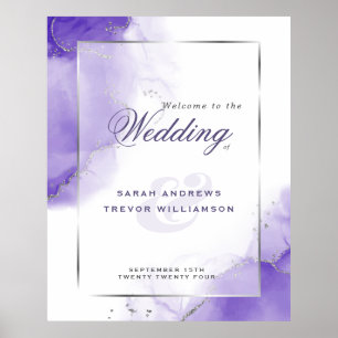 Amethyst Abstrakt Wedding Welcome Sign Poster