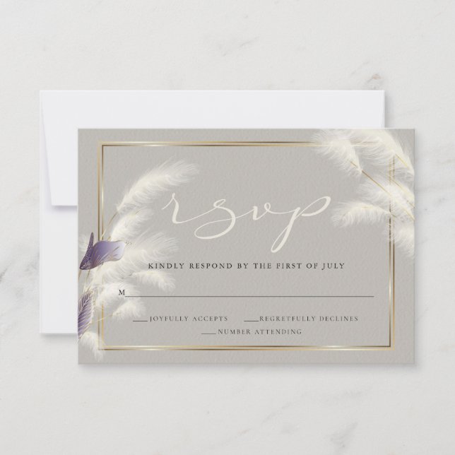 Amethyst Anthurium Pampas Grass RSVP Karte (Vorderseite)