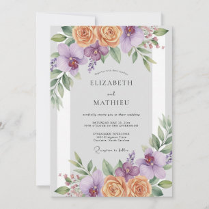 Amethyst Apricot Blütenhochzeit Einladung