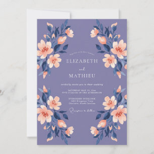 Amethyst-Aprikosen-Wildblumen-Hochzeit Einladung