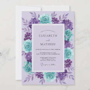 Amethyst Aqua Ranunculus Eukalyptus Hochzeit Einladung
