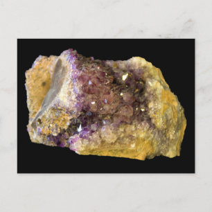 Amethyst auf schwarzem Hintergrund Version 2 Postk Postkarte