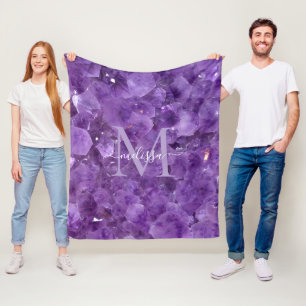 Amethyst Birthstone Monogram Personalisiert Name Fleecedecke