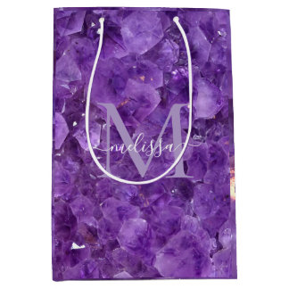 Amethyst Birthstone Monogram Personalized Name Mittlere Geschenktüte