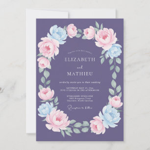 Amethyst Blaulila Eukalyptus Hochzeit Einladung