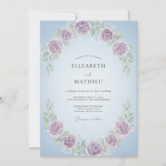 Amethyst Blauring Hochzeit Einladung (Vorderseite)