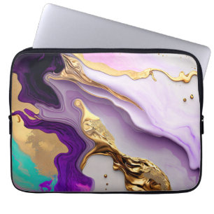 Amethyst & Blush Marmor mit flüssigem Gold Laptopschutzhülle
