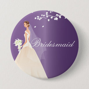 Amethyst Braut-Brautjungfern-Brautparty-Knopf Button