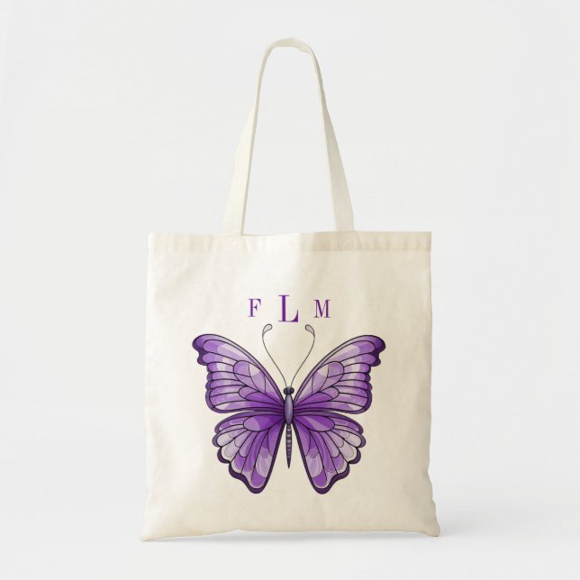 Amethyst-Butterfly-Monogramm-Tasche Tragetasche (Vorne)