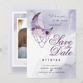 Amethyst Crescent Moon Foto Save the Date Einladung