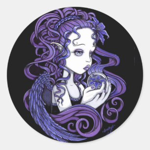 "Amethyst" Crystal Ball Angel Art Stickers