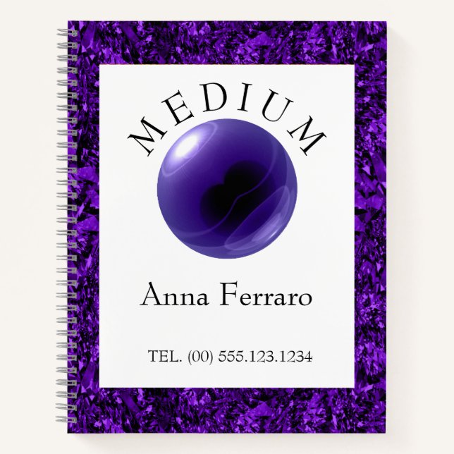 Amethyst Crystal Ball Glitzer Medium Clairvoyant Notizbuch (Vorderseite)