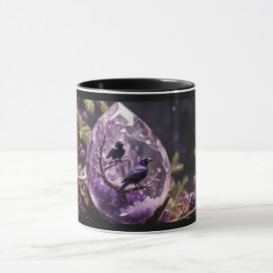 Amethyst Crystal - Crows Blackbird Ravens Tasse