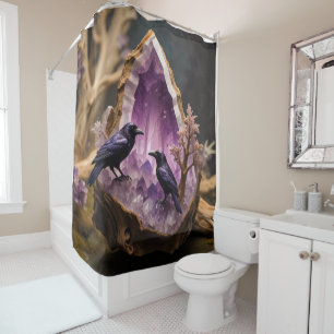 Amethyst Crystal - Crows Ravens Duschvorhang