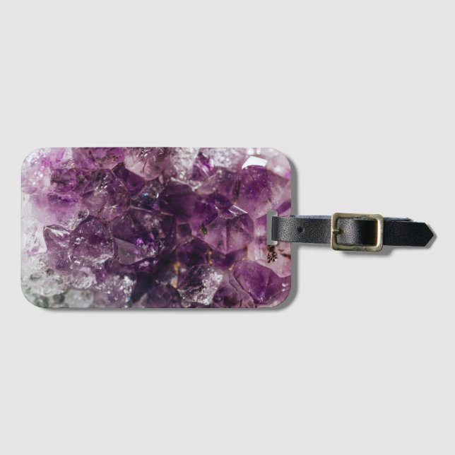 Amethyst Crystal Energy Gepäckanhänger (Vorderseite (Horizontal))