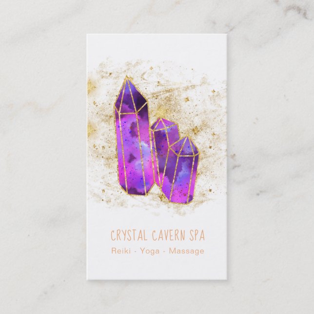 *~* Amethyst Crystals Cosmic Gold Glitzer Stars Visitenkarte (Vorderseite)