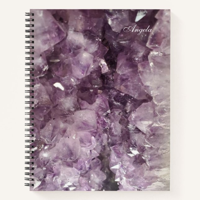 Amethyst Crystals-Foto mit Name Notizbuch (Vorderseite)