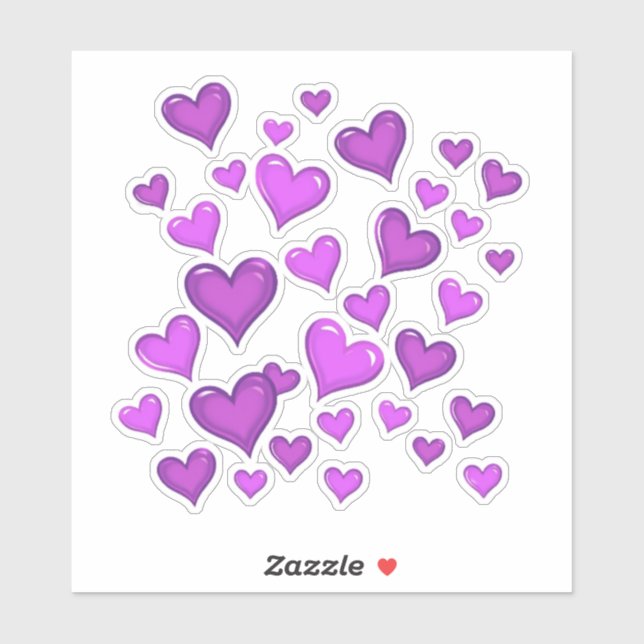 Amethyst Dancing Hearts Aufkleber (Blatt)