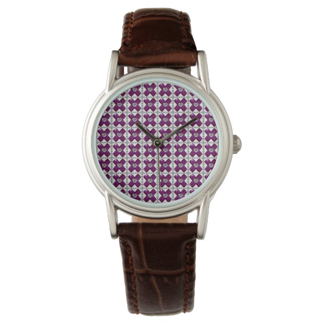Amethyst Diamond Art, Lila Armbanduhr (Vorderseite)