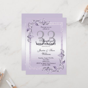 Amethyst-Edelstein & Glitter 33. Hochzeitstag In Einladung