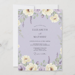 Amethyst Elfenbein Reben Hochzeit Einladung