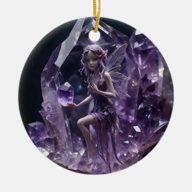 Amethyst Fairy Crystal Keramik Ornament (Vorne)