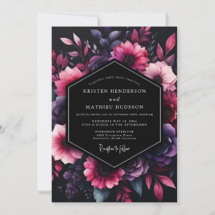 Amethyst Floral Noir Hochzeit Einladung