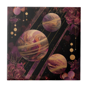Amethyst-Galaxie-Planet-Gold-Himmelskörper Fliese