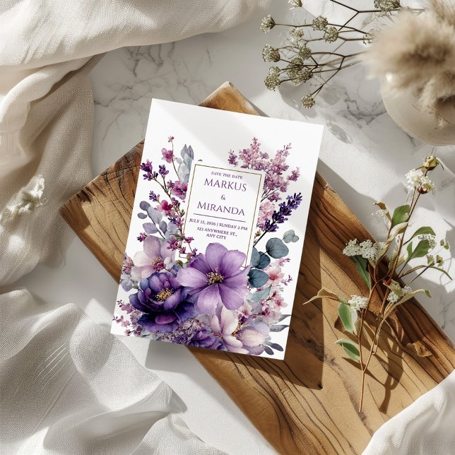 Amethyst Garden Purple and Pink Floral Wedding Einladung (Von Creator hochgeladen)