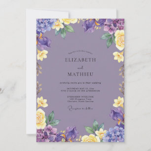 Amethyst Gelbe Blütenhochzeit Einladung