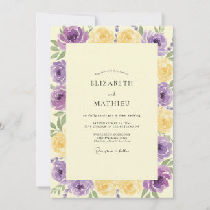 Amethyst Gelbe Ranunculus Eukalyptus Hochzeit Einladung