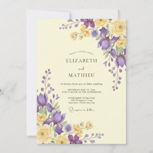 Amethyst Gelbe Wildblumen-Hochzeit Einladung