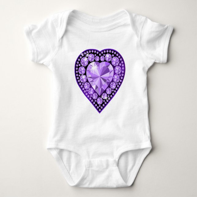 Amethyst Gem Herz Baby Strampler (Vorderseite)