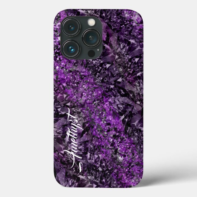 Amethyst Gemstone avec nom Coque-Mate coque iphone (Verso)