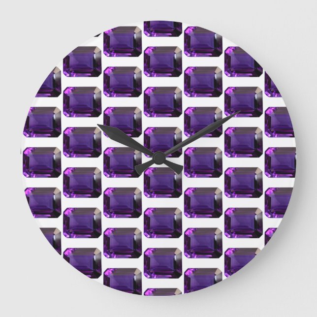 Amethyst Gemstone de février violet grande horloge (Recto)